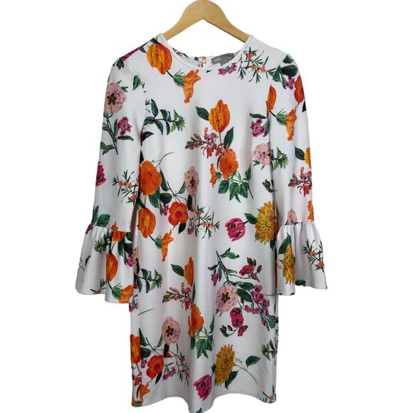 ASOS Botanical Shift Mini Dress with Fluted Sleeves Size 6 NWT - Picture 1 of 10